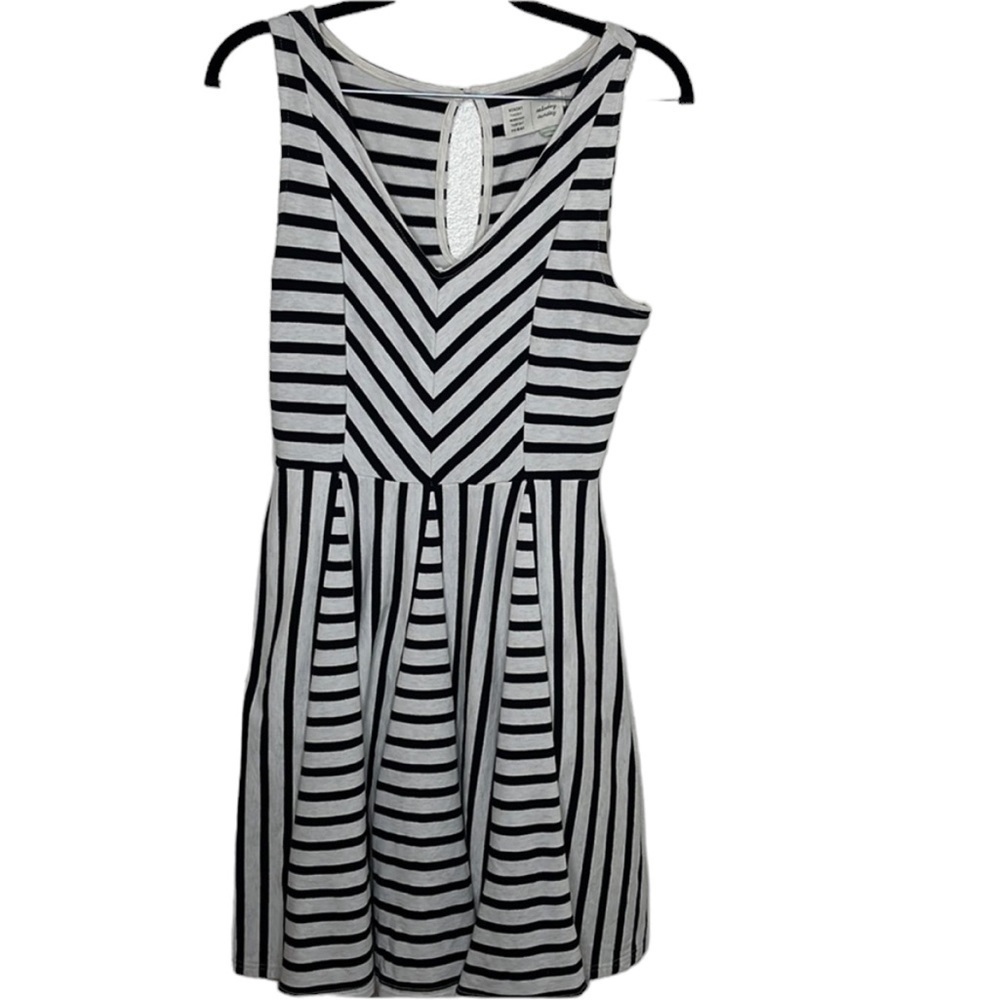 Anthropologie Saturday Sunday Black White Striped Sleeveless Dress Sz S